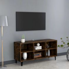 Greatstore TV stolek s kovovými nohami kouřový dub 103,5 x 30 x 50 cm