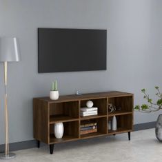 Vidaxl TV stolek s kovovými nohami hnědý dub 103,5 x 30 x 50 cm