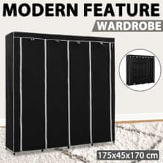 Petromila Wardrobe with 4 Compartments Black 175x45x170 cm