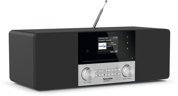  moderný mikrosystém technisat digitradio 3 dab fm tuner automatické vyhľadávanie staníc podsvietený displej predvoľby 30 plus 30 skvelý zvuk bez šumu stereo reproduktory wifi internetové rádio usb nabíjanie usb prehrávanie cd prehrávač