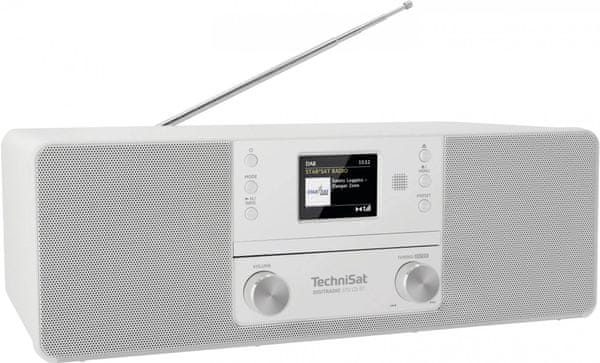 moderní radiopřijímač technisat DIGITRADIO 370 CD IR dab fm tuner automatické vyhledávání stanic podsvícený displej předvolby 20 plus 20 hodiny datum budík odložené buzení snooze bez reproduktorů wifi technologie technisat connect aplikace