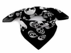 Kraftika 1ks černá bavlněný šátek lebky 70x70 cm, bavlněné šátky