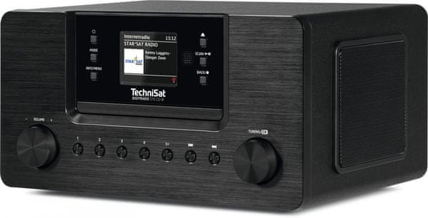 moderní mikrosystém technisat Digitradio 570 CD IR dab fm tuner automatické vyhledávání stanic podsvícený displej předvolby 20 plus 20 skvělý zvuk bez šumu stereo reproduktory wifi internetové rádio usb nabíjení usb přehrávání cd přehrávač