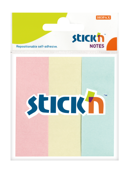 HOPAX Samolepící záložky Stick'n 21128 | 76x25 mm, 3x50 lístků, 3 pastelové barvy