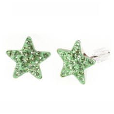 Levien Náušnice sparkly STAR PU 10mm - PERIDOT