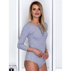 Factoryprice Dámské body se šněrováním POETA světle šedé PL-BO-4296.03_259027 M