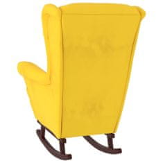 Greatstore Houpací křeslo s nohami z kaučukovníkového dřeva žluté samet