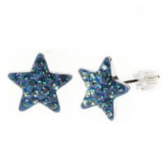 Levien Náušnice sparkly STAR PU 10mm - BERMUDA BLUE