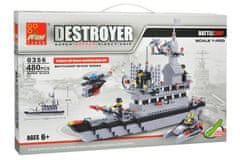 INTEREST stavebnice 0356, 480 dílků DESTROYER 1:400 - bitevní loď.