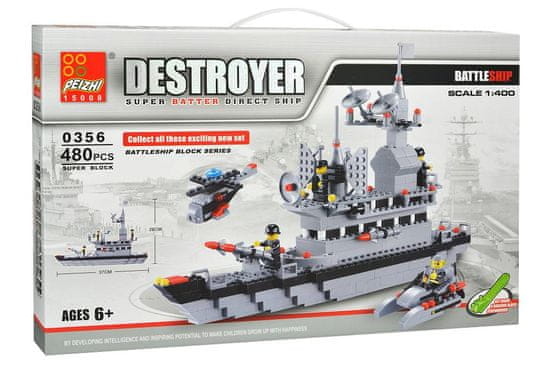 INTEREST stavebnice 0356, 480 dílků DESTROYER 1:400 - bitevní loď.