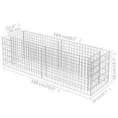 Vidaxl Gabionový vyvýšený záhon pozinkovaná ocel 180 x 50 x 50 cm