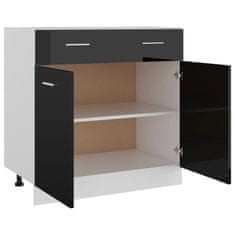 Greatstore Spodní skříňka zásuvka černá vysoký lesk 80x46x81,5 dřevotříska