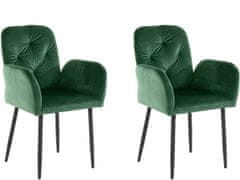 Danish Style Jídelní židle Milton (SADA 2 ks), samet, tmavě zelená