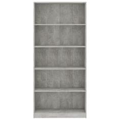 Vidaxl 5patrová knihovna betonově šedá 80 x 24 x 175 cm dřevotříska