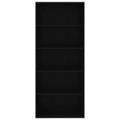 Greatstore 5patrová knihovna černá 80 x 30 x 189 cm dřevotříska