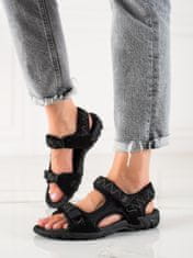 Amiatex Exkluzívní černé dámské sandály bez podpatku + Ponožky Gatta Calzino Strech, černé, 36