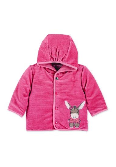 Sterntaler kabátek kojenecký s kapucí, propínací, samet, oslík Emmily 5612007, 56