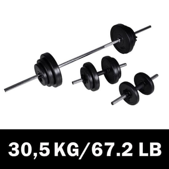 Vidaxl Set 2 činek + vzpěračská činka 30,5 kg