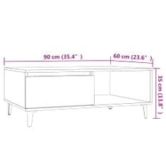 Greatstore Konferenční stolek šedý sonoma 90 x 60 x 35 cm dřevotříska