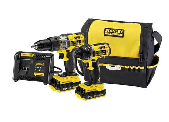 Stanley 18V příklepová vrtačka Fmc625 + příklepový šroubovák Fmc645 v brašně Fmck461C2