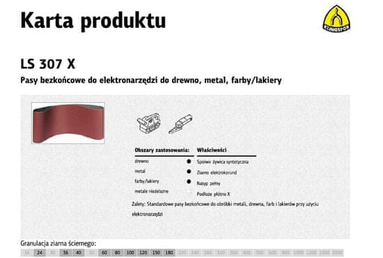 KLINGSPOR KLINGSPOR PASY BEZKOŃCOWE DO ELEKTRONARZĘDZI LS307X 75mm x 457mm gr. 60 /10szt.