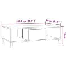 Greatstore Konferenční stolek hnědý dub 103,5 x 60 x 35 cm dřevotříska