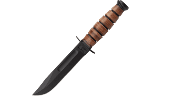 KA-BAR® KB-1250 Short USMC taktický nůž na přežití 13,3cm, černá, kůže, kožené pouzdro