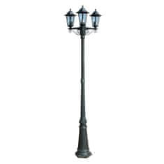 Greatstore Zahradní lampa vysoká 3 ramena 215 cm tmavě zelená/černá hliník