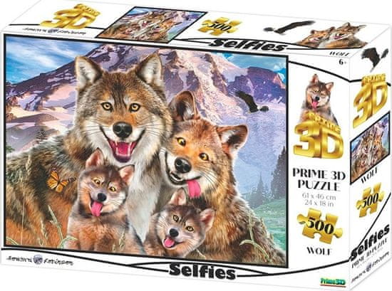 Prime 3D Puzzle Vlčí selfie 3D 500 dílků