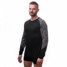 Sensor Triko Merino Impress - pánské, dlouhý, černá, vzor lebky - Velikost 2XL