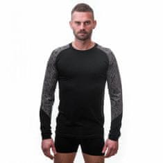 Sensor Triko Merino Impress - pánské, dlouhý, černá, vzor lebky - Velikost 2XL