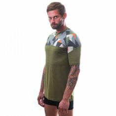 Sensor Triko Merino Impress - pánské, krátký, zelená safari camo - Velikost XL