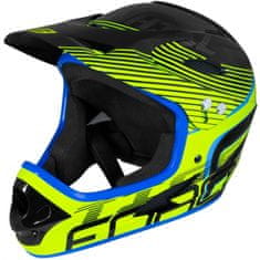 Force Přilba Tiger downhill - integrálka, černá/fluo/modrá - Velikost S/M 57-58 cm