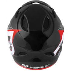 Force Přilba Tiger downhill - integrálka, černá/bílá/červená - Velikost L/XL 59-61 cm