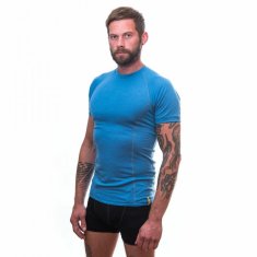 Sensor Tričko Merino Active - pásnké, krátký, modrá - Velikost XL