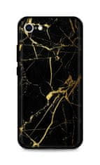 TopQ Kryt LUXURY iPhone SE 2022 pevný Marble černo-zlatý 74107