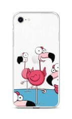 TopQ Kryt iPhone SE 2022 silikon Cartoon Flamingos 74020