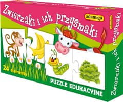 Adamigo  Puzzle dvojice Zvířátka a jejich pochoutky 12x2 dílky