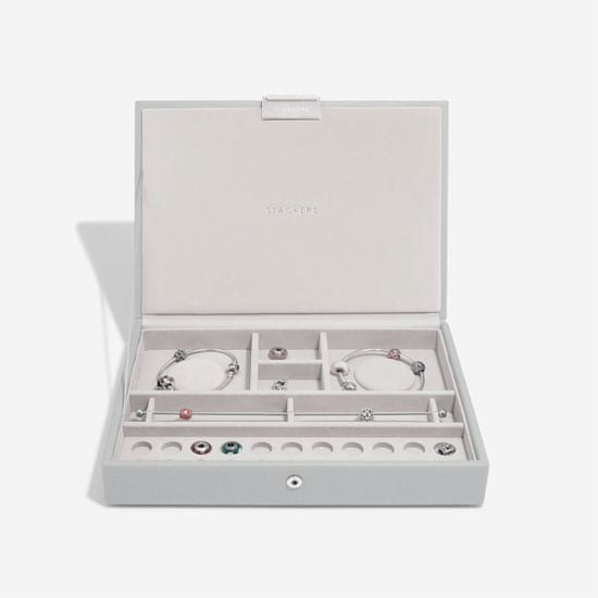 Stackers , Šperkovnice na šarmy Pebble Grey Classic Charm Jewellery Box Lid | šedá 74722