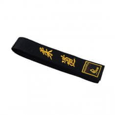 MASUTAZU Černý pásek s nášivkou a zlatou výšivkou "JUDO", 4,5 cm , 280 cm