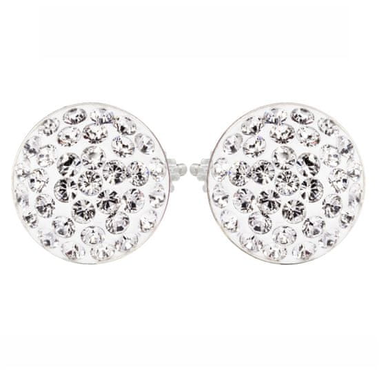 Levien Stříbrné náušnice sparkly RIVOLI PU 10mm - CRYSTAL