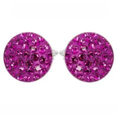 Levien Stříbrné náušnice sparkly RIVOLI PU 10mm - FUCHSIA