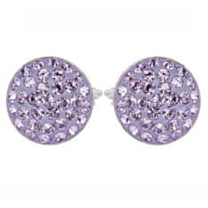 Levien Stříbrné náušnice sparkly RIVOLI PU 10mm - VIOLET