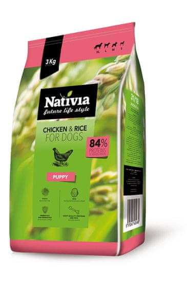 NATIVIA Puppy - Chicken&Rice kompletní krmivo pro štěňata 3 kg