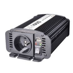 Solight invertor 12V, USB 500mA, kovový, černý, max. zatížení: 300W, IN06