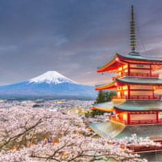 Muralo Fototapeta do obývacího pokoje Japonsko Pagoda Fudži 180x120