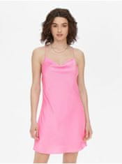 ONLY Růžové saténové krátké šaty na ramínka ONLY Primrose XL