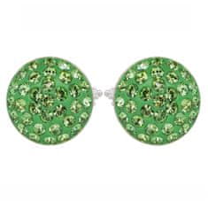 Levien Stříbrné náušnice sparkly RIVOLI PU 10mm - PERIDOT