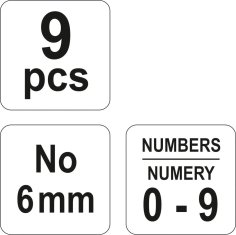 YATO Razidla číselná 6 mm 9 ks 0-9