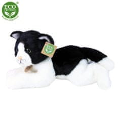 Rappa Plyšová kočka bílo-černá ležící 30 cm ECO-FRIENDLY